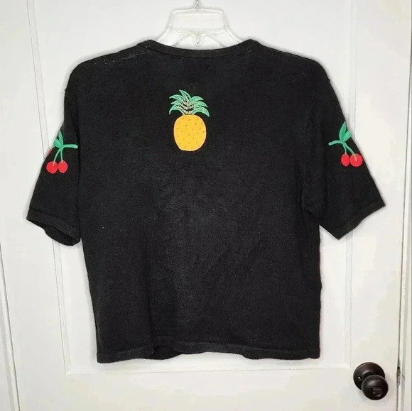 Morgan Cole Sweater Womens Medium Cardigan Short Sleeve Fruit Beaded Button - Picture 2 of 6